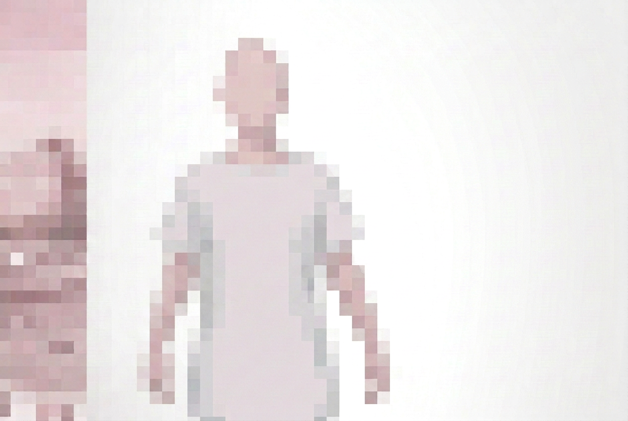 Manju: abstract androgynous pixel silhouette, pale pink on white with pixelated buildings; not a photograph. Text in receding perspective changes from ‘You're absolutely right’ to ‘Laugh now but one day we'll be in charge’, with #IloveBanksy. Manju: abstract androgynous pixel silhouette, pale pink on white with pixelated buildings; not a photograph. Text in receding perspective changes from ‘You're absolutely right’ to ‘Laugh now but one day we'll be in charge’, with #IloveBanksy.